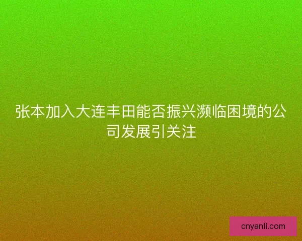 张本加入大连丰田能否振兴濒临困境的公司发展引关注