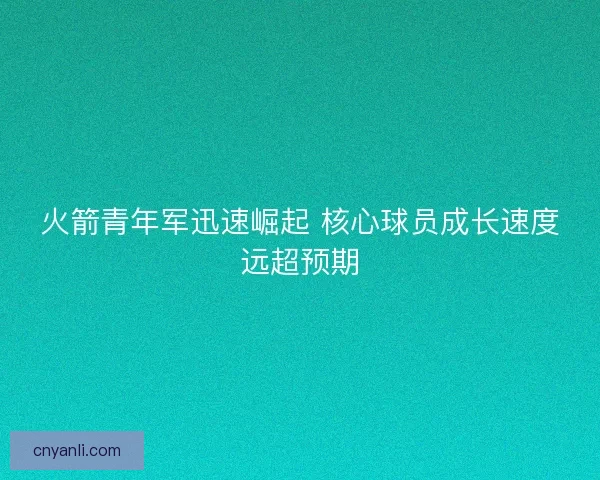 火箭青年军迅速崛起 核心球员成长速度远超预期