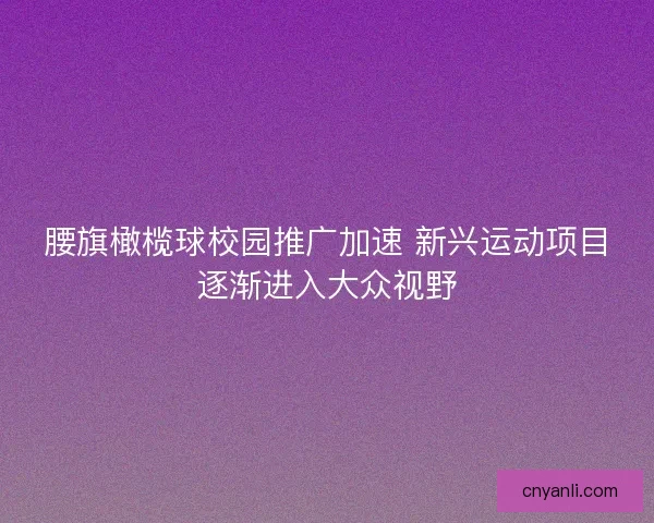 腰旗橄榄球校园推广加速 新兴运动项目逐渐进入大众视野