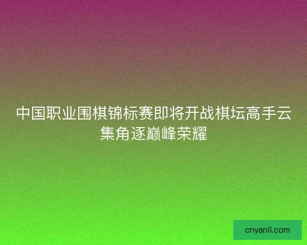 中国职业围棋锦标赛即将开战棋坛高手云集角逐巅峰荣耀