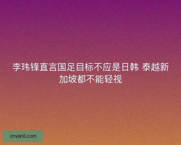李玮锋直言国足目标不应是日韩 泰越新加坡都不能轻视