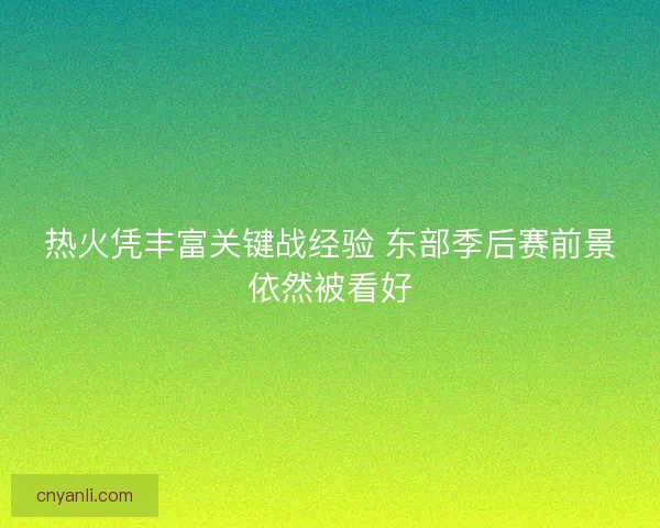 热火凭丰富关键战经验 东部季后赛前景依然被看好